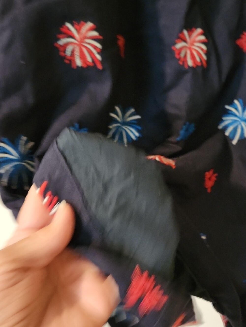 Kiel James Patrick Navy Top with Red, Blue and White Embroidery - Picture 5 of 6